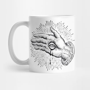 japanese style blackworkers hand eyes Mug